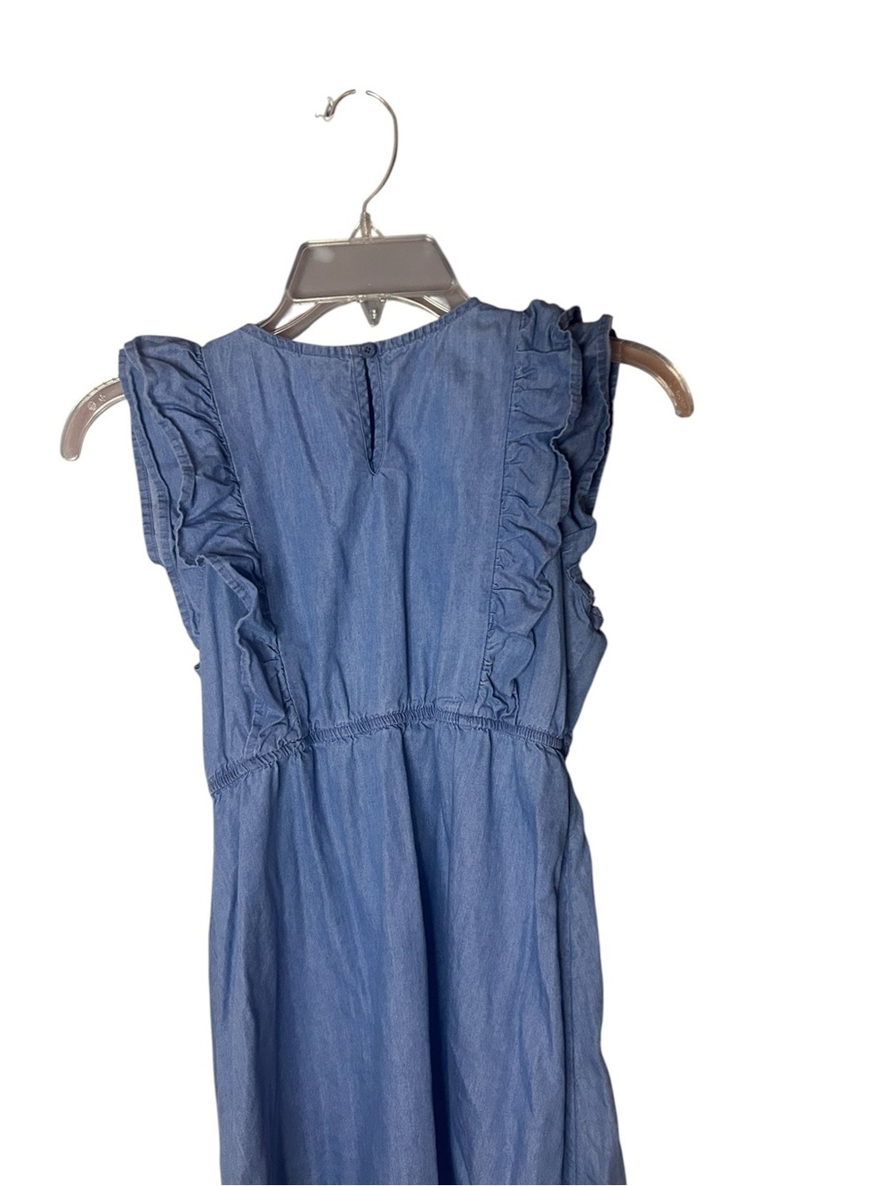Wonder Nation Girls Chambray Ruffle Dress Size Large 10-12 Blue Sleeveless - Picture 8 of 12